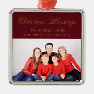 Christmas Blessings Custom Family Photo Metal Tree Decoration