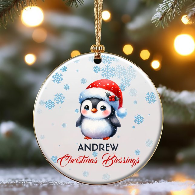 Christmas Blessings cute penguin Ornament (Creator Uploaded)