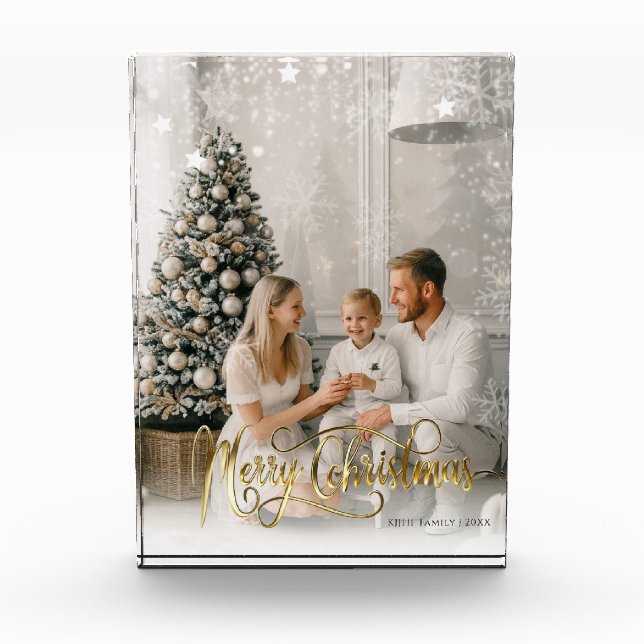 Christmas Blessings Elegant Holiday Photo Card (Front)