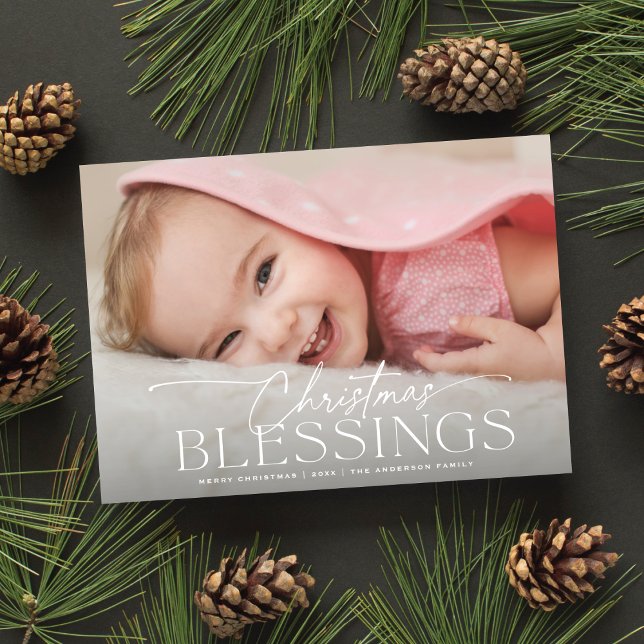 Christmas Blessings Elegant Holiday Photo Card (Creator Uploaded)