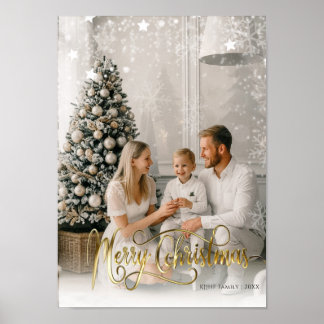 Christmas Blessings Elegant Holiday Photo Card Poster