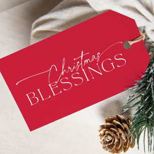 Christmas Blessings Elegant Typography Holiday Gift Tags