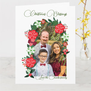 Christmas Blessings Floral Card