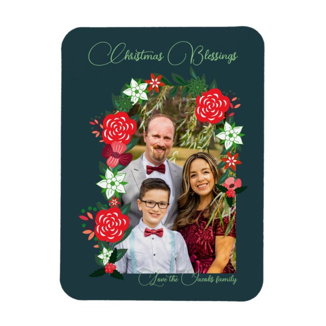 Christmas Blessings Floral Magnet (Vertical)
