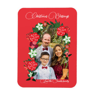 Christmas Blessings Floral Magnet