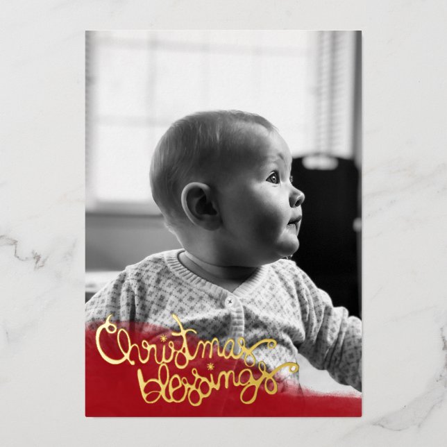 Christmas Blessings Foil Christmas Card (Front)