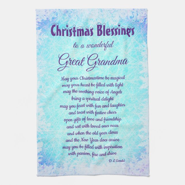 Christmas Blessings Great Grandma Kitchen Towels (Vertical)