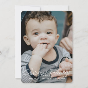 Christmas Blessings Hand Lettered Religious Holiday Card