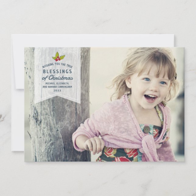 Christmas Blessings | Holiday Photo Card (Front)