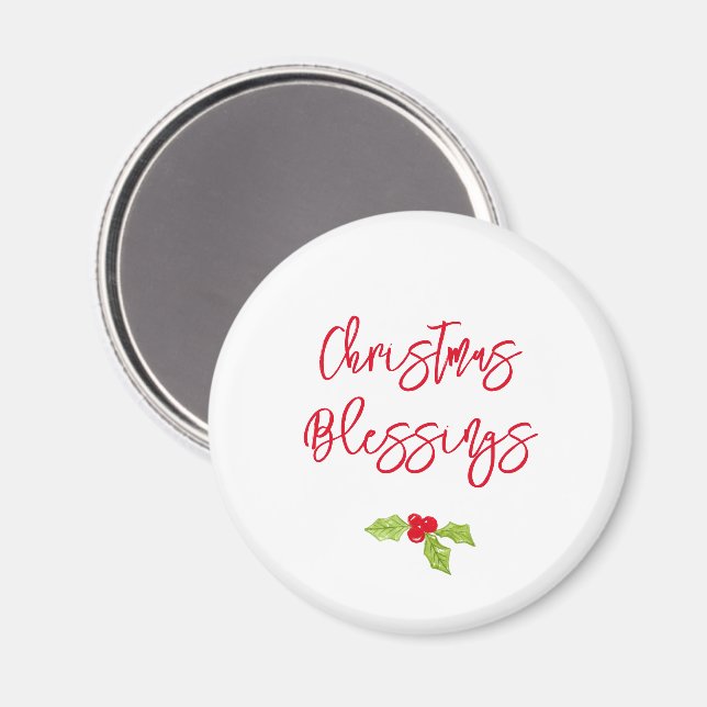 Christmas Blessings Holly Festive Holiday Faith Magnet (Front/Back)