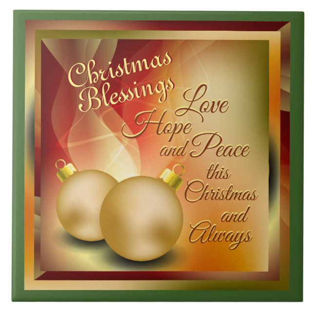 Christmas Blessings, Love Hope Peace Tile (Front)