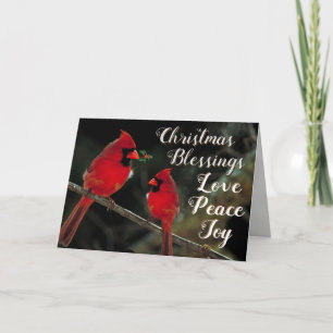 Christmas Blessings, Love Peace Joy Luke 2:10 Holiday Card