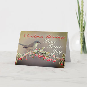 Christmas Blessings Love Peace Joy, Luke 2:14 Holiday Card