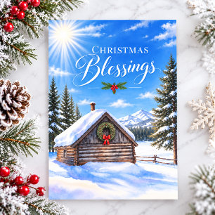Christmas Blessings Mountain Cabin Holiday Card