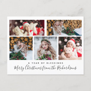 Christmas Blessings Multi Photo Grid Holiday Postcard