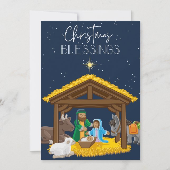 Christmas Blessings Nativity Baby Jesus Christian Holiday Card (Front)