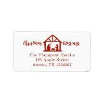 Christmas Blessings Nativity Red Typography