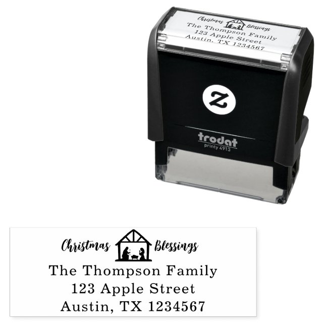 Christmas Blessings Nativity Typography Self-inking Stamp (In Situ)