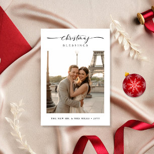 Christmas Blessings Newlywed Destination Photo Holiday Card