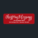Christmas Blessings Red White Return Address Label<br><div class="desc">Stunning red and white Christmas blessings return address labels. A modern and trendy handwritten script font is used to create Christmas Blessings. Your name and address is below in a simple white font. Beautiful and classy accent for your Christmas cards and Christmas invitations.</div>
