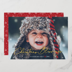 Christmas Blessings Religious Foil Holiday Card