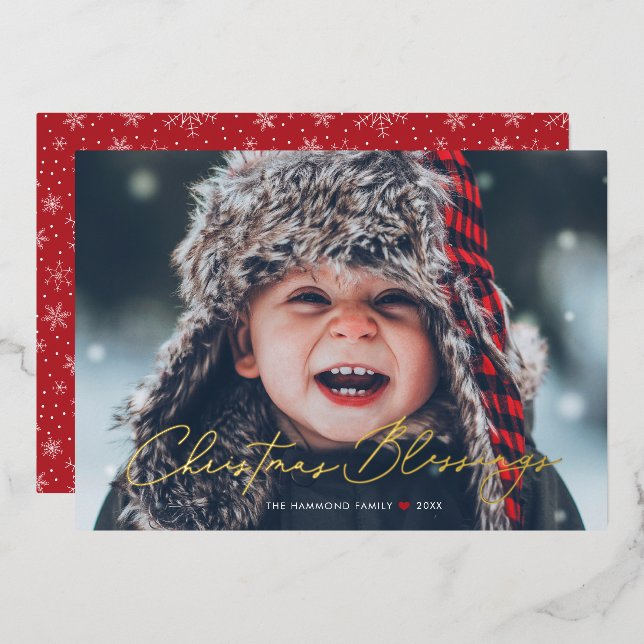 Christmas Blessings Religious Foil Holiday Card (Front/Back)