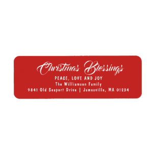 Christmas Blessings Return Address Labels Red
