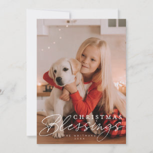 Christmas Blessings script and serif photo  Holiday Card