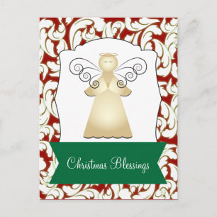 Christmas Blessings with Angel Greeting Holiday Postcard