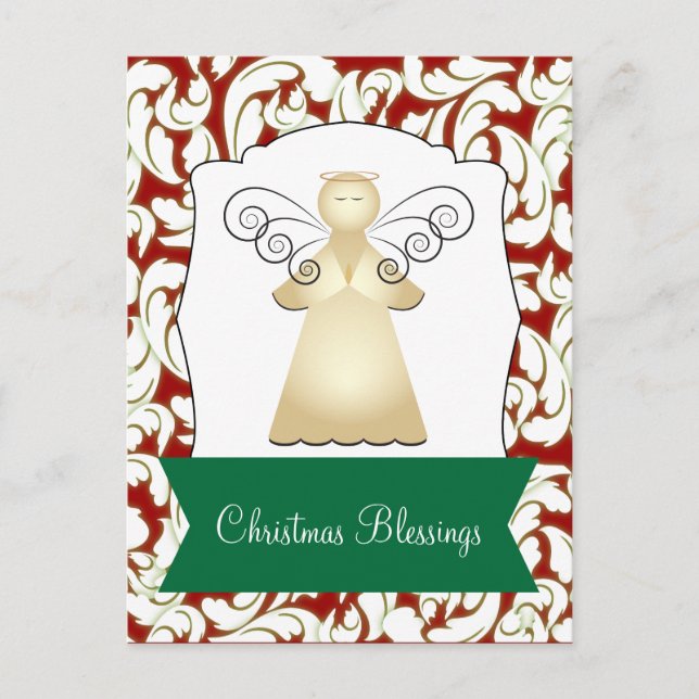 Christmas Blessings with Angel Greeting Holiday Postcard (Front)