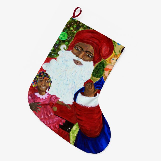 Christmas Bling - Black Santa Claus Stocking Gifts (Front (Hanging))