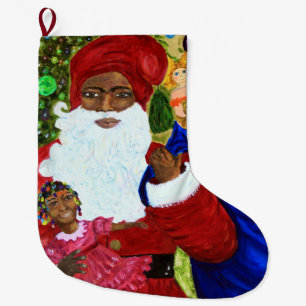 Christmas Bling - Black Santa Claus Stocking Gifts