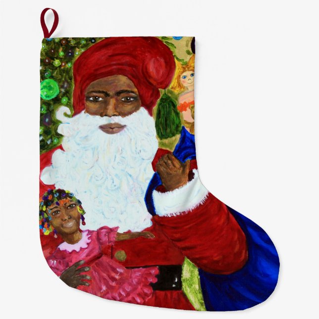Christmas Bling - Black Santa Claus Stocking Gifts (Front)