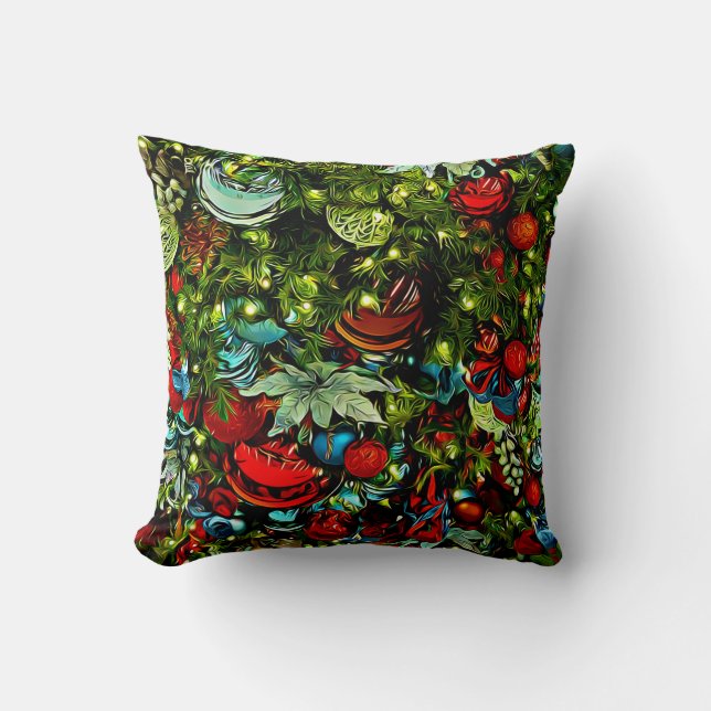 Christmas Bling Ornament Art Throw Pillow (Front)