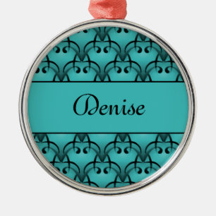 Christmas Bliss Premium Round Ornament, Teal Metal Tree Decoration
