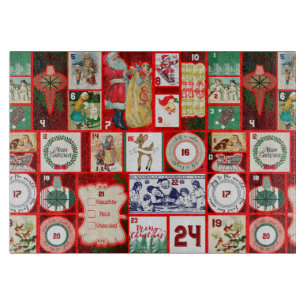 Christmas Block Advent Illustration Square Art Cutting Board