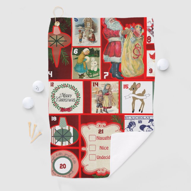 Christmas Block Advent Illustration Square Art Golf Towel (InSitu)