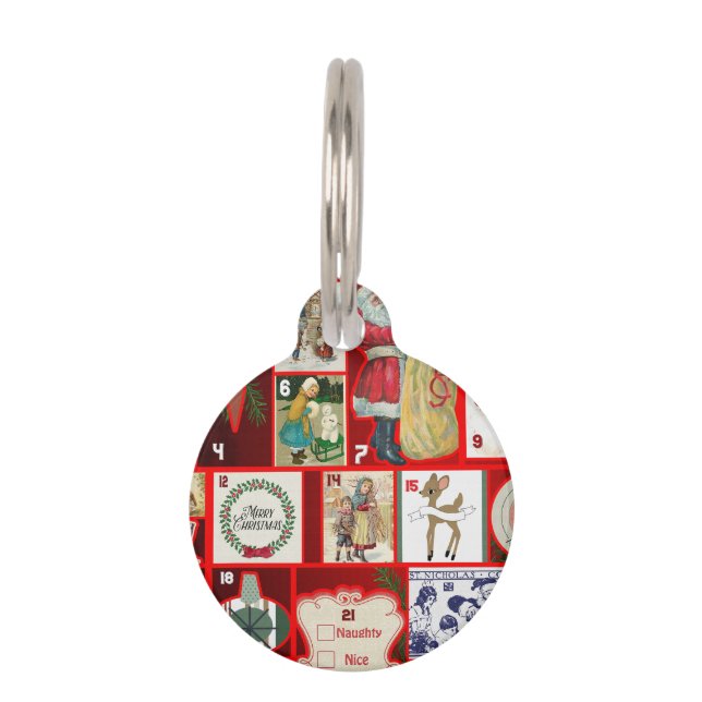 Christmas Block Advent Illustration Square Art Pet Tag (Front)