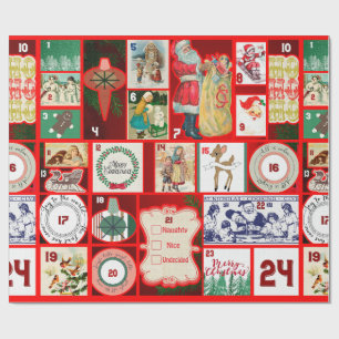 Christmas Block Advent Illustration Square Art Wrapping Paper