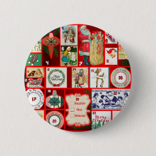 Christmas Block Illustration Squares 6 Cm Round Badge