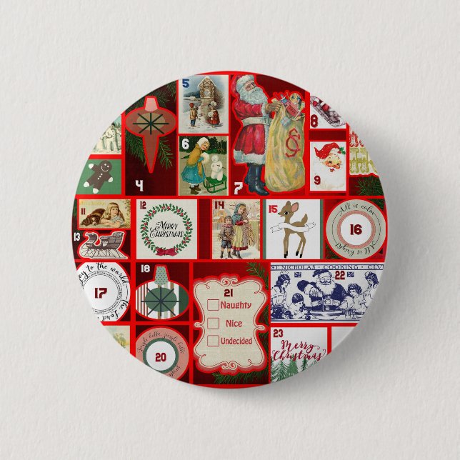 Christmas Block Illustration Squares 6 Cm Round Badge (Front)