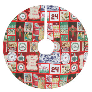Christmas Block Illustration Squares Brushed Polyester Tree Skirt