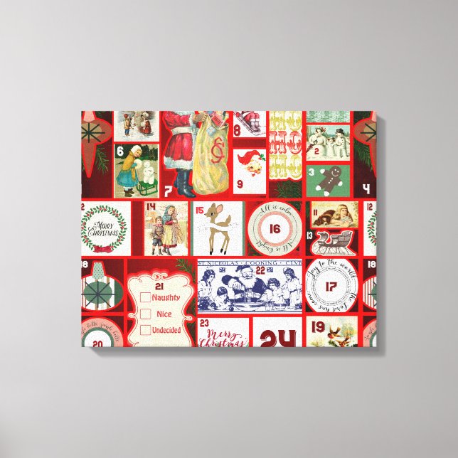 Christmas Block Illustration Squares Canvas Print (Front)