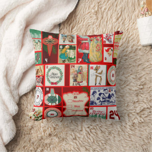Christmas Block Illustration Squares Cushion