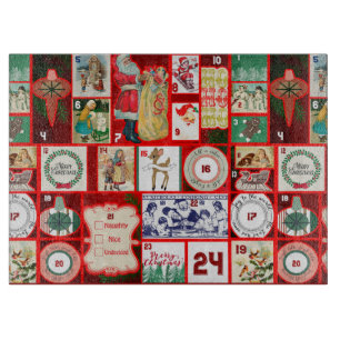 Christmas Block Illustration Squares Cutting Board