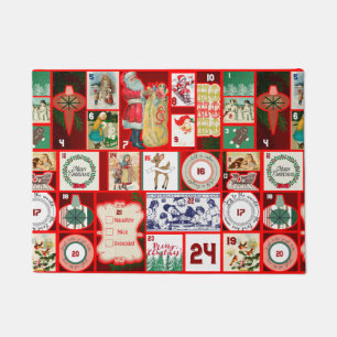 Christmas Block Illustration Squares Doormat