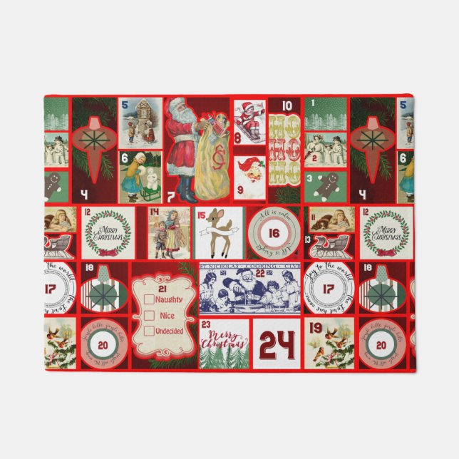 Christmas Block Illustration Squares Doormat (Front)