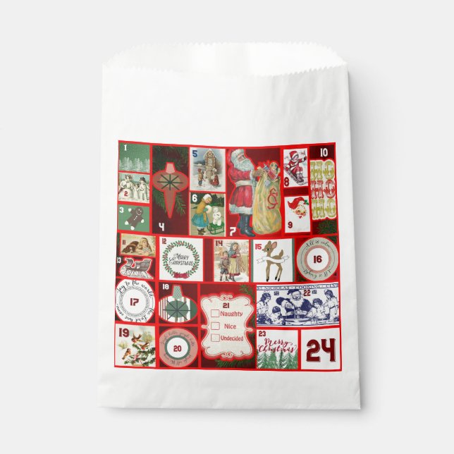 Christmas Block Illustration Squares Favour Bags (Front)