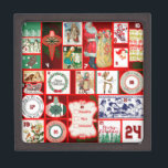 Christmas Block Illustration Squares Gift Box<br><div class="desc">Vintage Christmas

These great vintage illustrations are red and green and Christmasy! This illustration is based on an old fashioned Christmas advent calendar to celebrate the season of Christmas.</div>