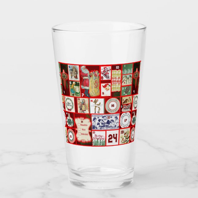 Christmas Block Illustration Squares Glass (Front)